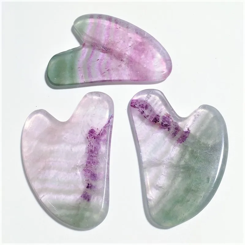 

Hot wholesale Fluorite gua sha board heart guastone tool for anti aging