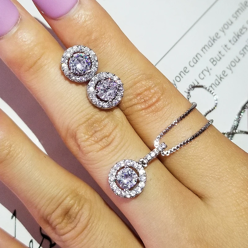 

925 Sterling Silver Earring Women Jewelry Engagement Wedding Brides White Gold Sterling Silver Ring