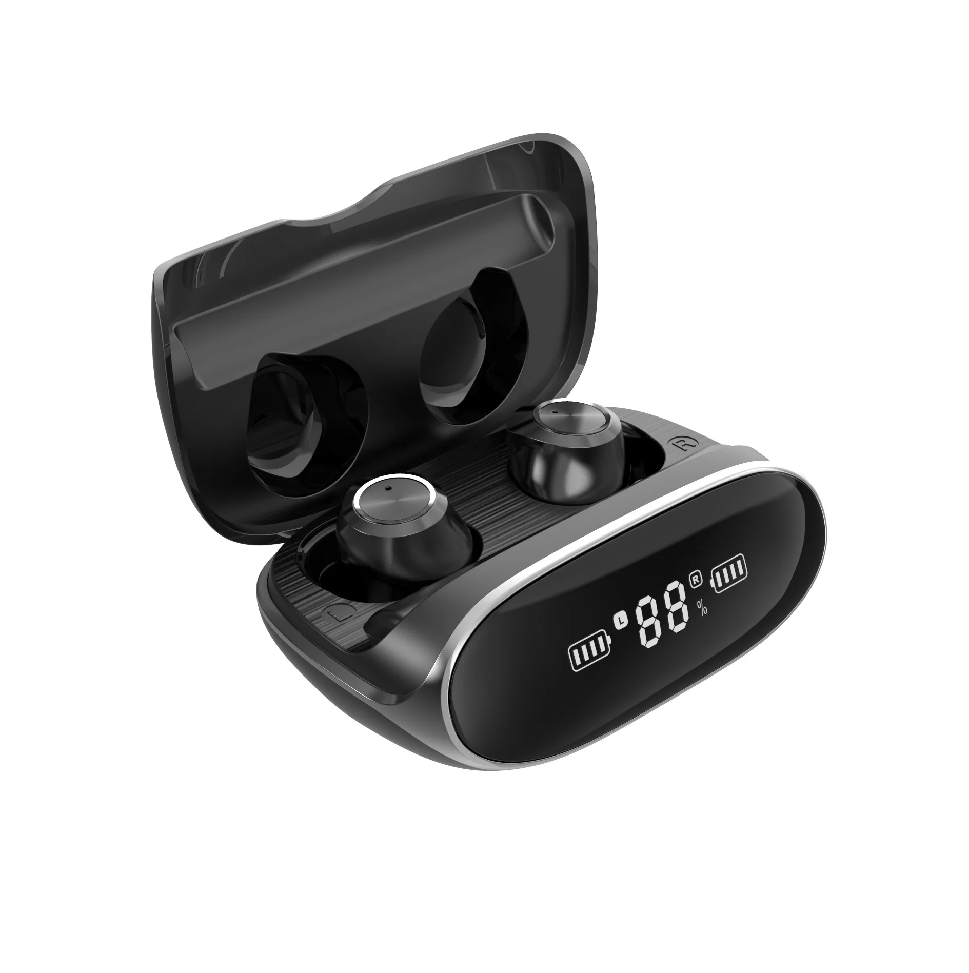 

High Quality Type C Wireless Invisible Earphone Wireless Earbuds Best Earphones Headphones, Black silver