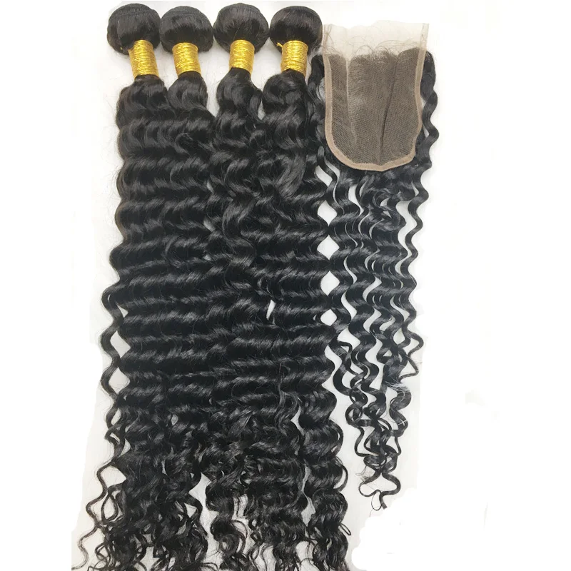 

Full Cuticle Aligned Brazilian Deep Wave Hair Bundles With Matching Deep Wave lace Closure Long Size Hair Available