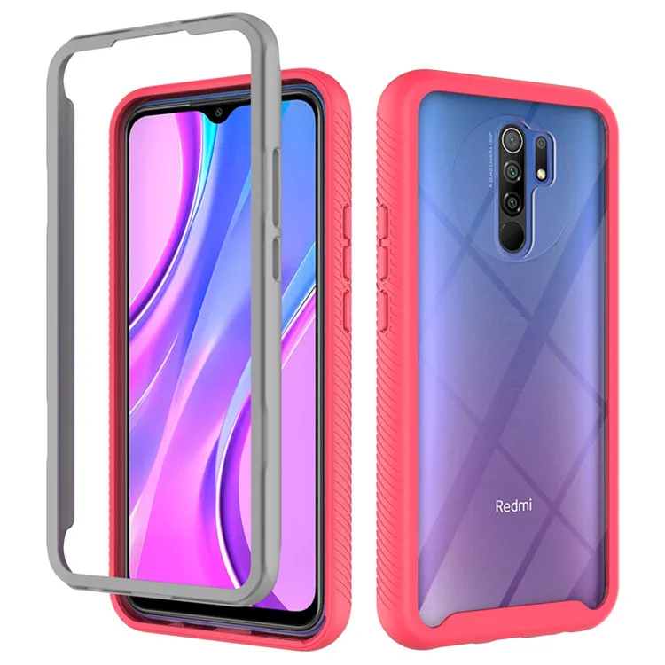 

Full 360 Protection Acrylic PC TPU Clear Phone Case for Xiaomi Redmi 9 A, Black,dark blue,purple, white,yellow....