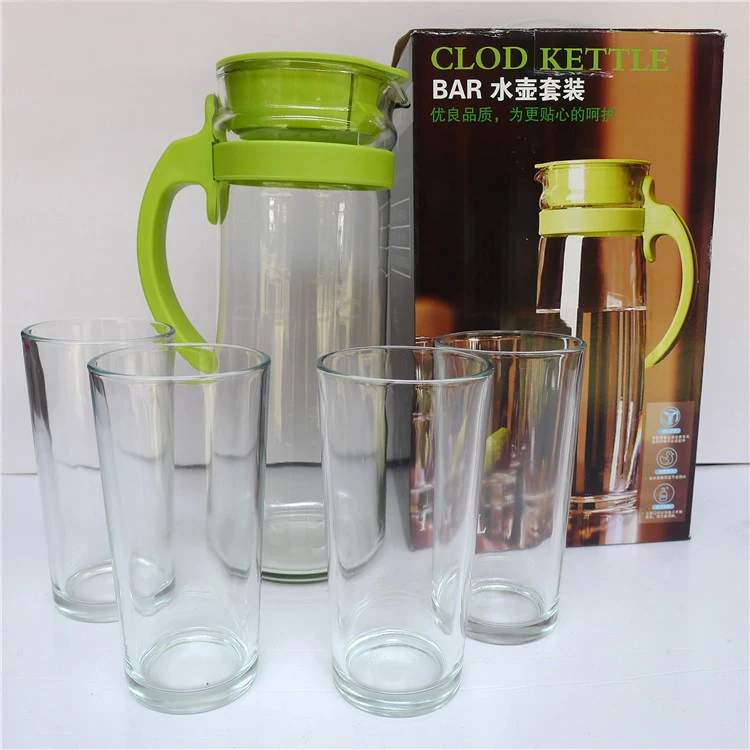 

Guaranteed Quality Glass jug 5-piece cold water bottle set Water lead-free glass Hot Juice Tea Jug