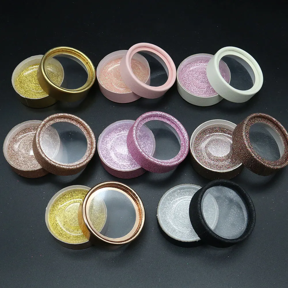 

Eyelash Distributors Round Clear Eyelash Cases Bulk Packaging Custom Bling Luxry Lash Boxes, Rainbow color