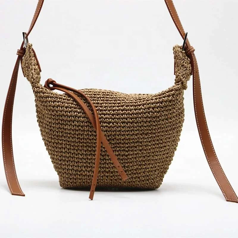 

OEM new arrivals crossbody straw bag summer beach fashion shoulder satchel handbag, Customized color