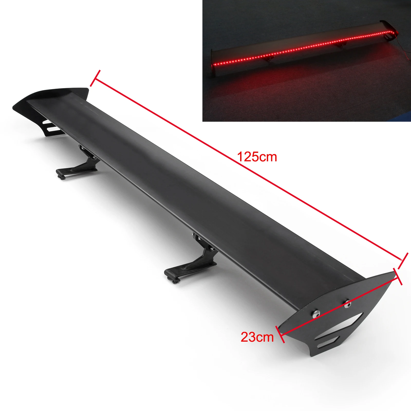 

Single Deck Universal Hatch Aluminum GT Rear Trunk Wing Racing Spoiler With Red Light