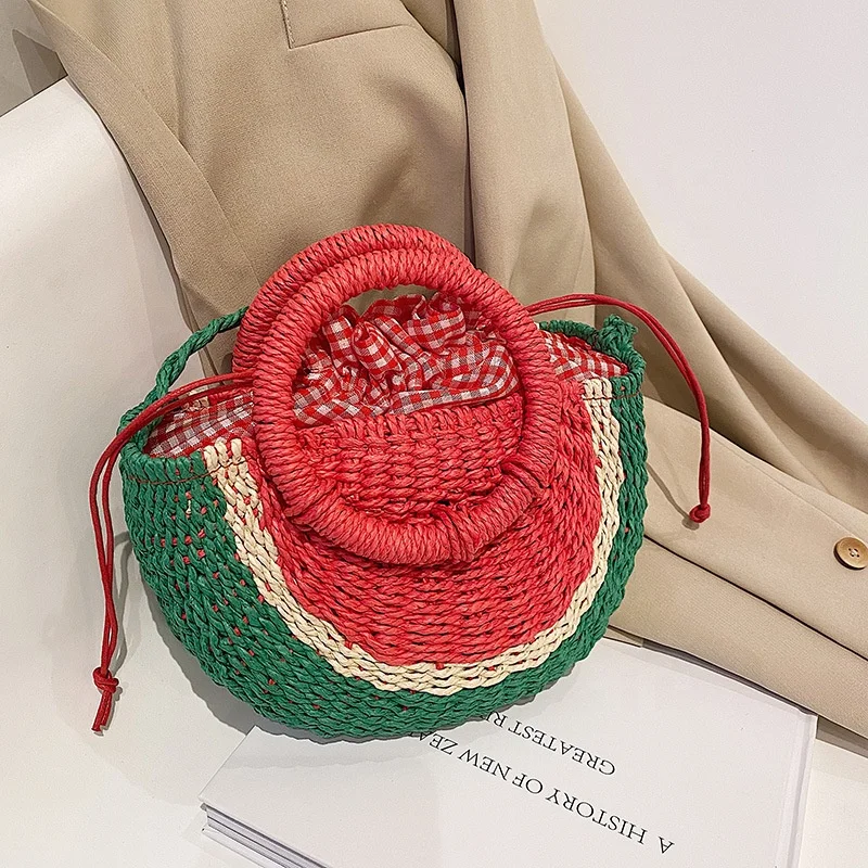 

2022 Contrast Woven Drop Shipping Tote Bag Summer Fashion Bow Small Jelly Women Straw Handbag Beach Bag