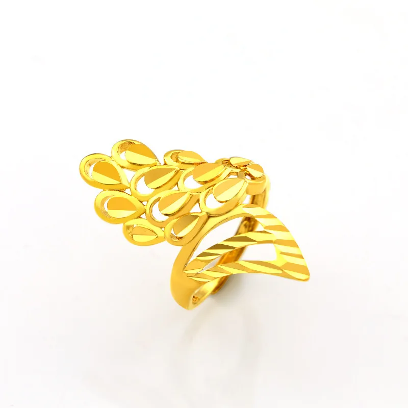 

Dropshipping Classic 14K Gold Ring for Bride Women's Wedding Engagement Jewelry Female Exquisite Phoenix Tail Fine Jewelry Gifts