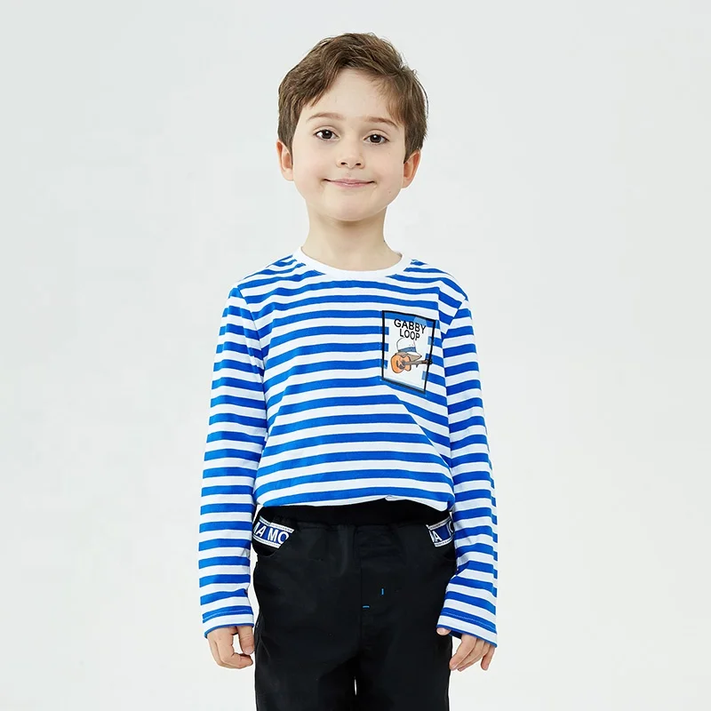 

Gabby Loop Kids Spring And Autumn Child Blue And White Striped Classic Long Sleeves Shirt For Teen Boys