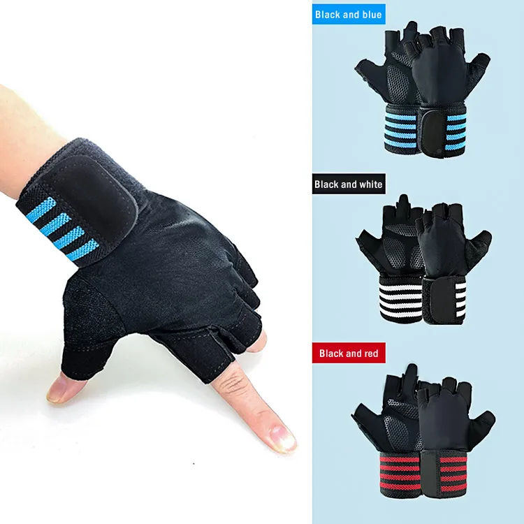 

Workout Gloves Gym Gloves Weight Lifting Gloves for Men Women with Full Palm Pad Strong Wrist Wraps Support, White,red,blue
