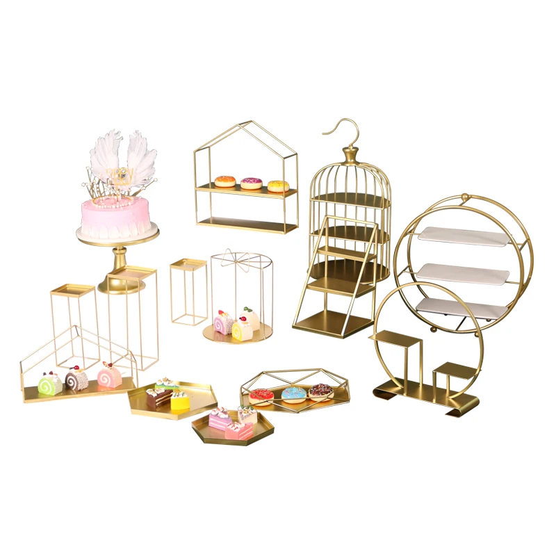 

Dessert Mini Cup Cake Stand Set Wedding Decorating Tray Base Plate High Tea Gold Silver Round metal