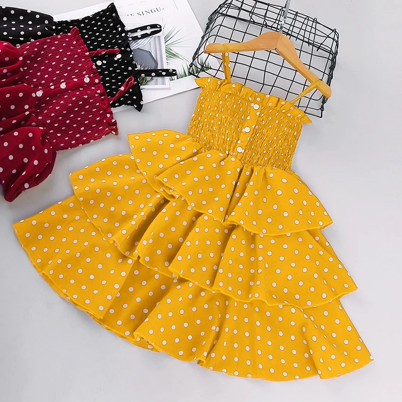 

Cute Summer Kids Dresses Sling Dress Baby Girls Princess Dot Fashion Holiday A-line Dresses