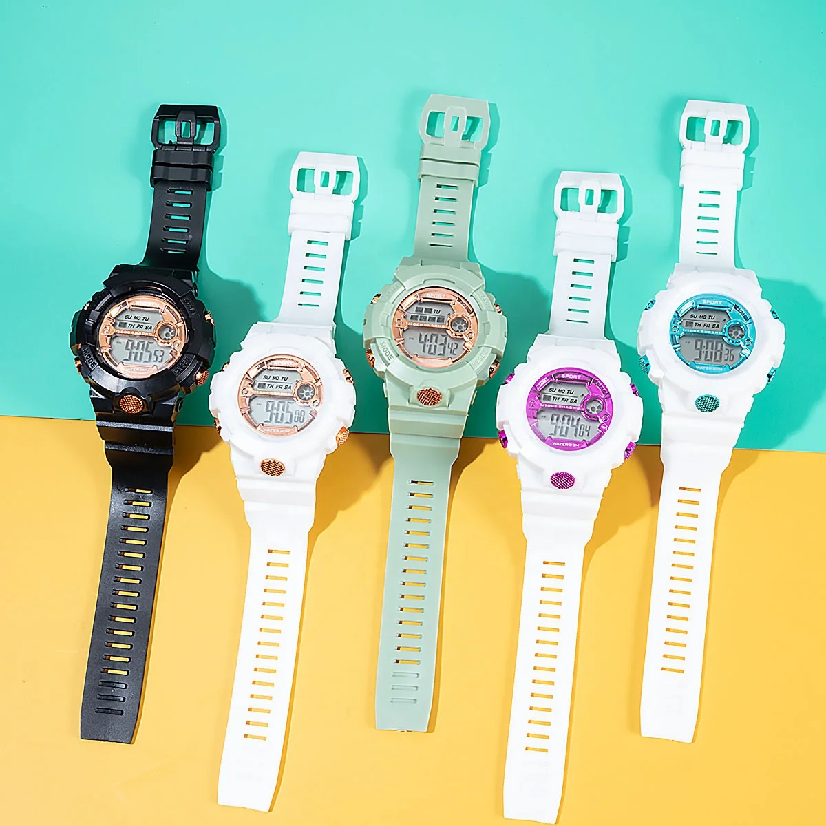 

cheap colors plastic cold light stopwatch digital clocks watches electronic no brand watches students men ladies sports watches, 8 colors