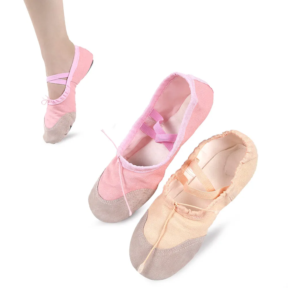 

ballet shoes soft Spanish dancing sole Cat Claw shoes Canvas Dancing Ballet Shoes for women&kids, Pink, skin