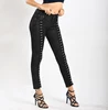 Black new jeans women's wear slim stretch hip lift sexy rivet breasted split trousers