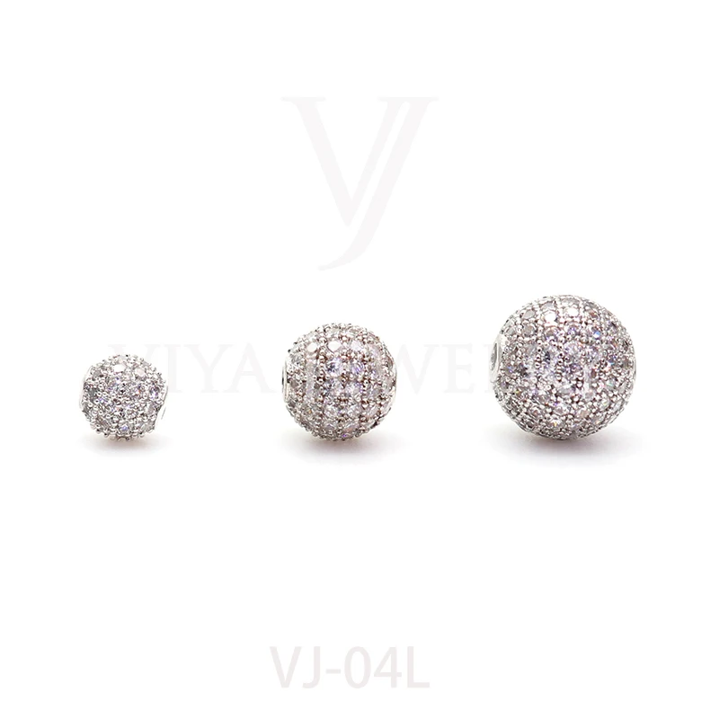 Free Shipping Quality Round 6mm 8mm 10mm Shining CZ PAVE BAll Diamond Beads For Jewelry Making