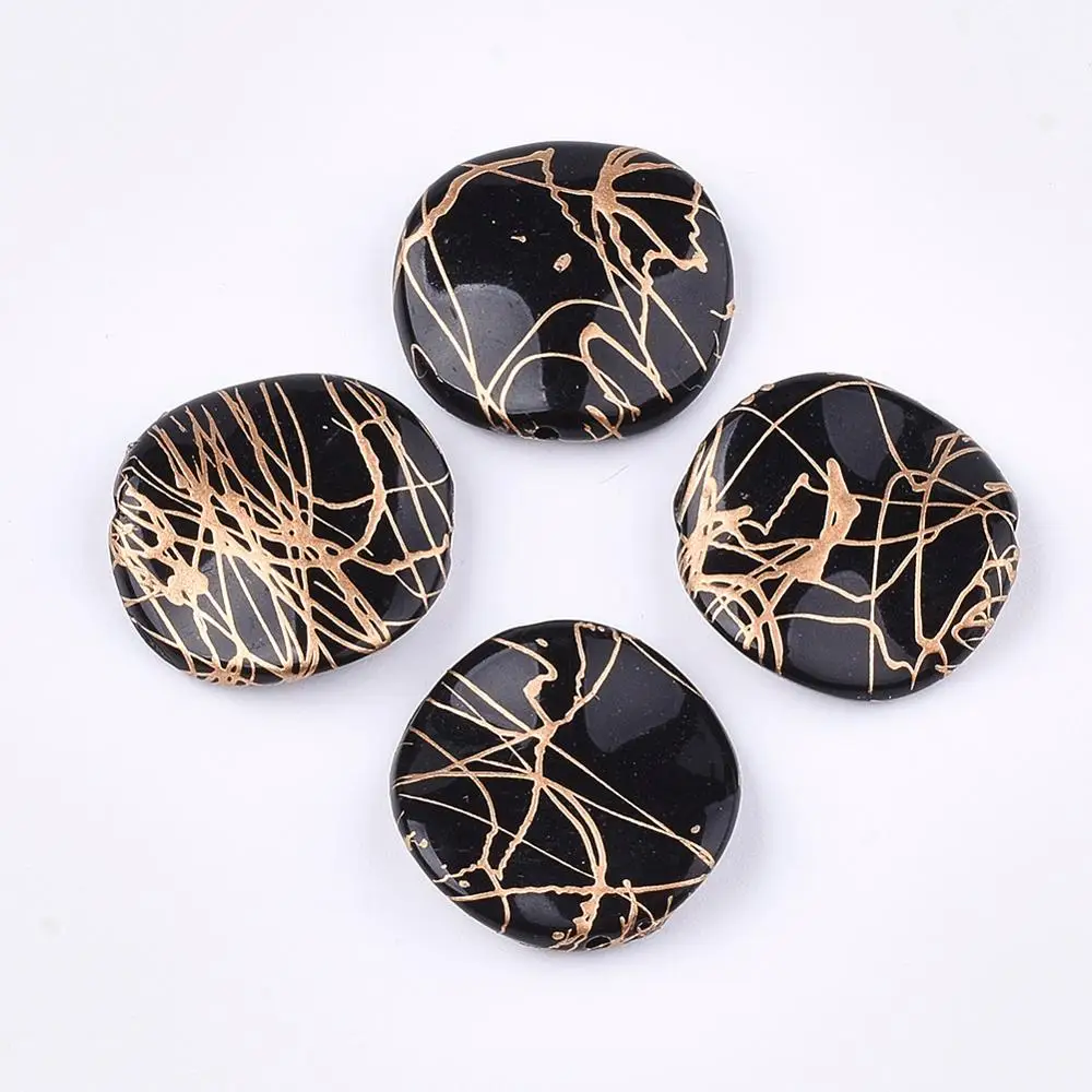 

PandaHall 20mm Flat Round Black Drawbench Acrylic Beads