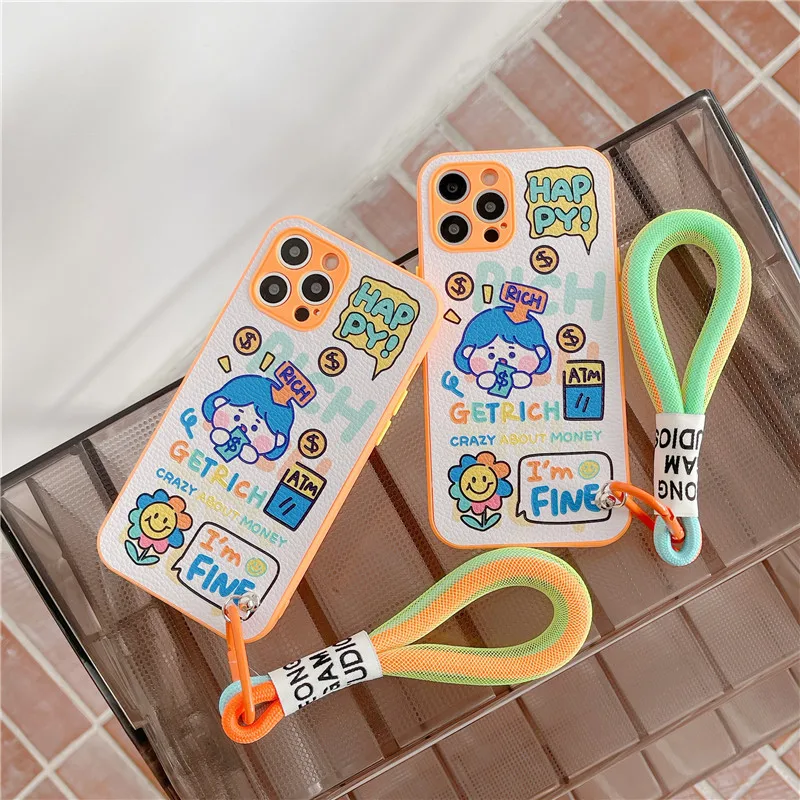 

Hit Color Rich Girl For Apple 12 Mobile Phone Case 12 Pro Lanyard Iphone11 All-inclusive X/XR Wholesale Phone Case