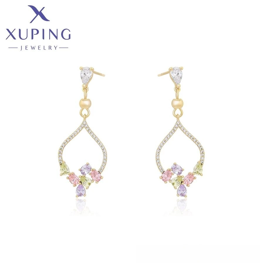 

X000778389 xuping jewelry New fashion multicolor zircon earrings women 14K gold color elegant exquisite creative stud earrings