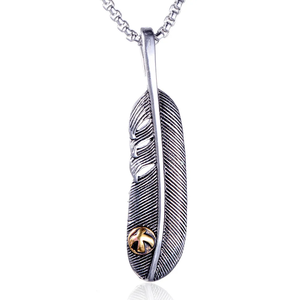 

Factory Wholesale Vintage Eagle Claw Feathers Pendant Retro Titanium Staninless Steel Jewelry For Men