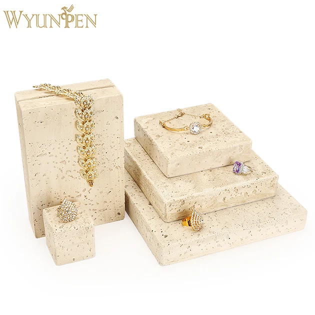 

WYP Yellow plaster luxury jewellery shop display props blue leather r jewelry display set earring ,ring ,necklace display