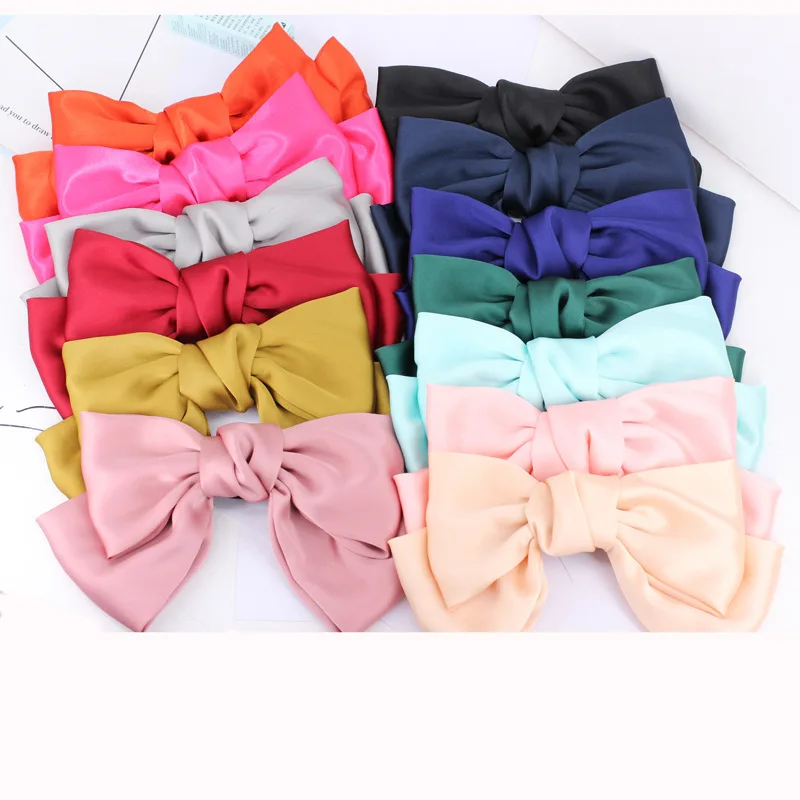 LRT Wholesale Custom Fashion Women Bow Hair Band Plain Satin Butterfly Bowknot Hair Clips For Girls.jpg
