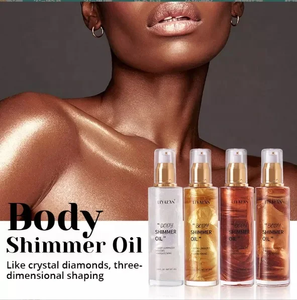 

2022 HOT Body Shimmer Oil Glow Liquid Long Lasting Luminizer Face Body Makeup Highlighter Skin Moisturizing Bronze Shimmer Oil