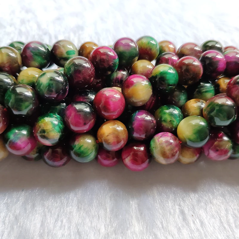 

High Quality Natural Gemstone Beads Colorful Tiger Eye Round Loose Beads Stone For DIY Making Jewelry (YSA031)