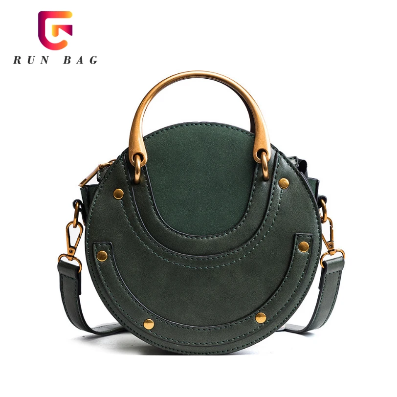 

Women Punk Rivet Shoulder Handbag Small Cute Purse Round Crossbody Bag, 3 colors or customized