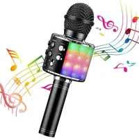 

Wireless Bluetooth Karaoke Microphone with Controllable LED Lights Portable Handheld Karaoke Speaker Machine Christmas Birthday