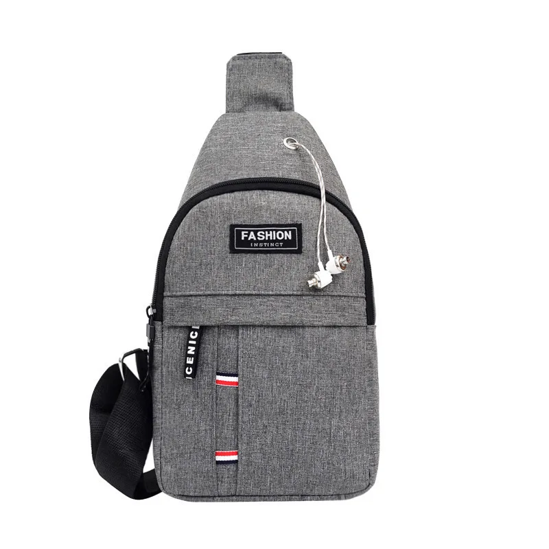 

Outdoor Travel small Crossbody Sling Backpack Fashion Chest Bag with Headphone Hole, As picture