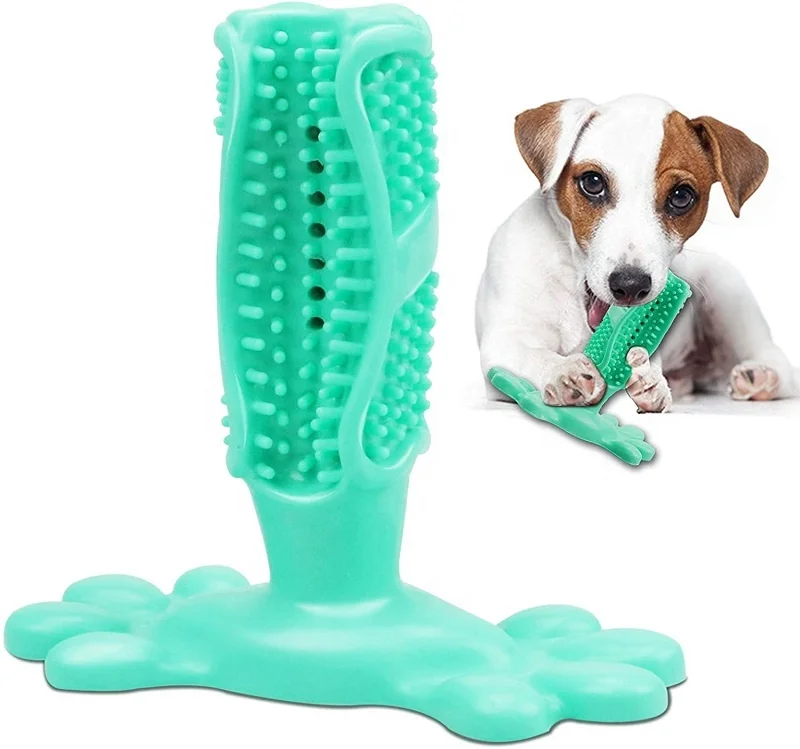 

New Upgraded Bite Resistant Pet Toothbrush Stick Chew Dog Teeth Cleaning Toy, Blue/lake blue/green/pink or customized color