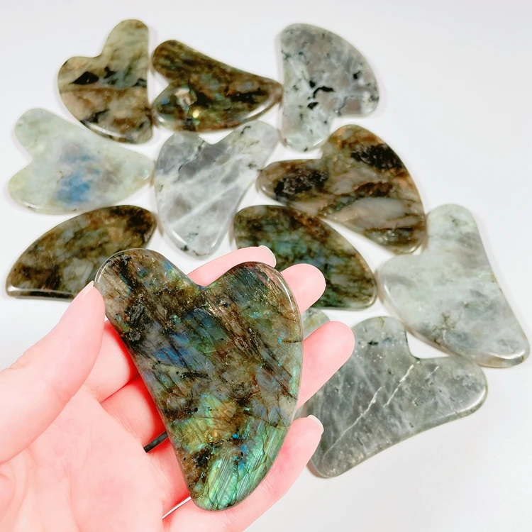 

Nature Jade Stone Labradorite Gua sha Board Scraper gua sha Facial Jade Massager