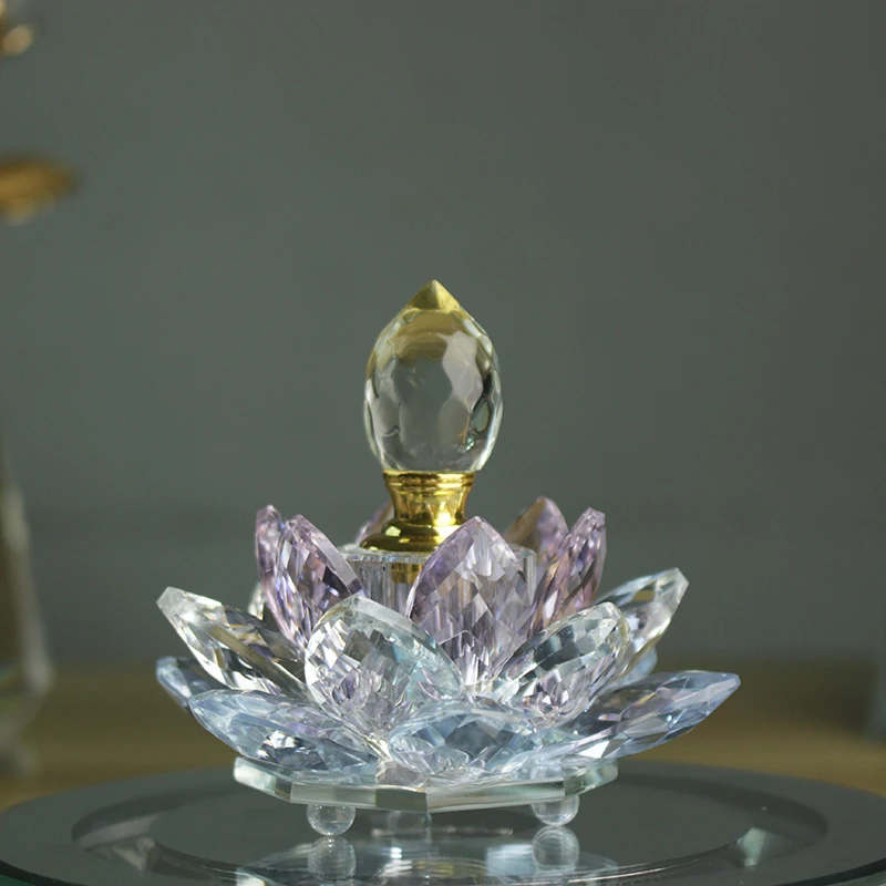 Vintage Crystal Glass Perfume Oil Bottle With Lotus Shape Return Gifts