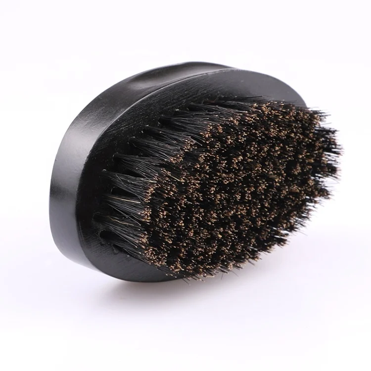
Profession black wood salon custom logo curved handle beard wave brush for men 