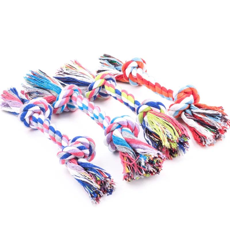 

Pet Dog Toy Double Knot Cotton Rope Braided Bone Shape Puppy Chew Toy Cleaning Tooth 17cm