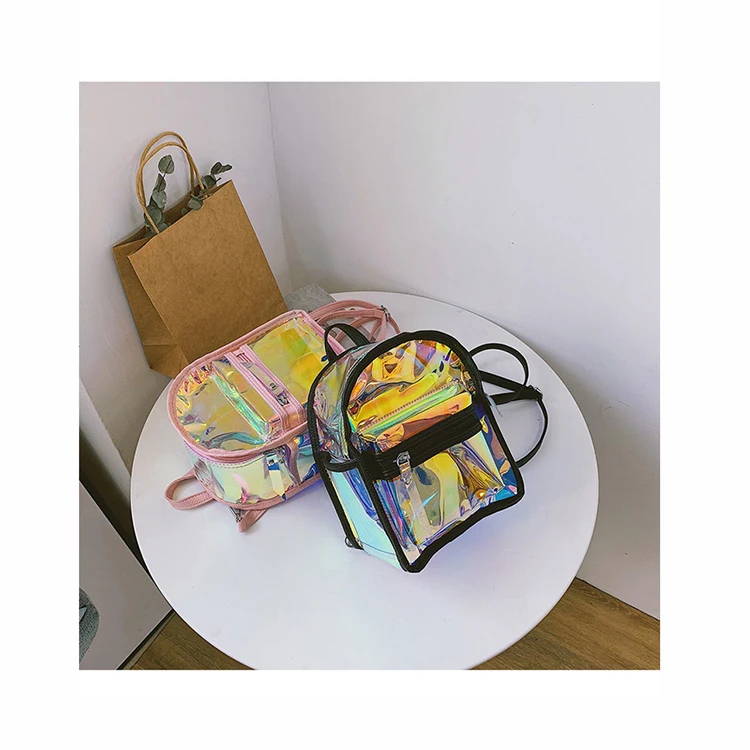 

Women Transparent PVC Backpack Knapsack Jelly Travel Backpack Multipurpose Clear Bag Small Cute Girl Laser Mochila School Bag