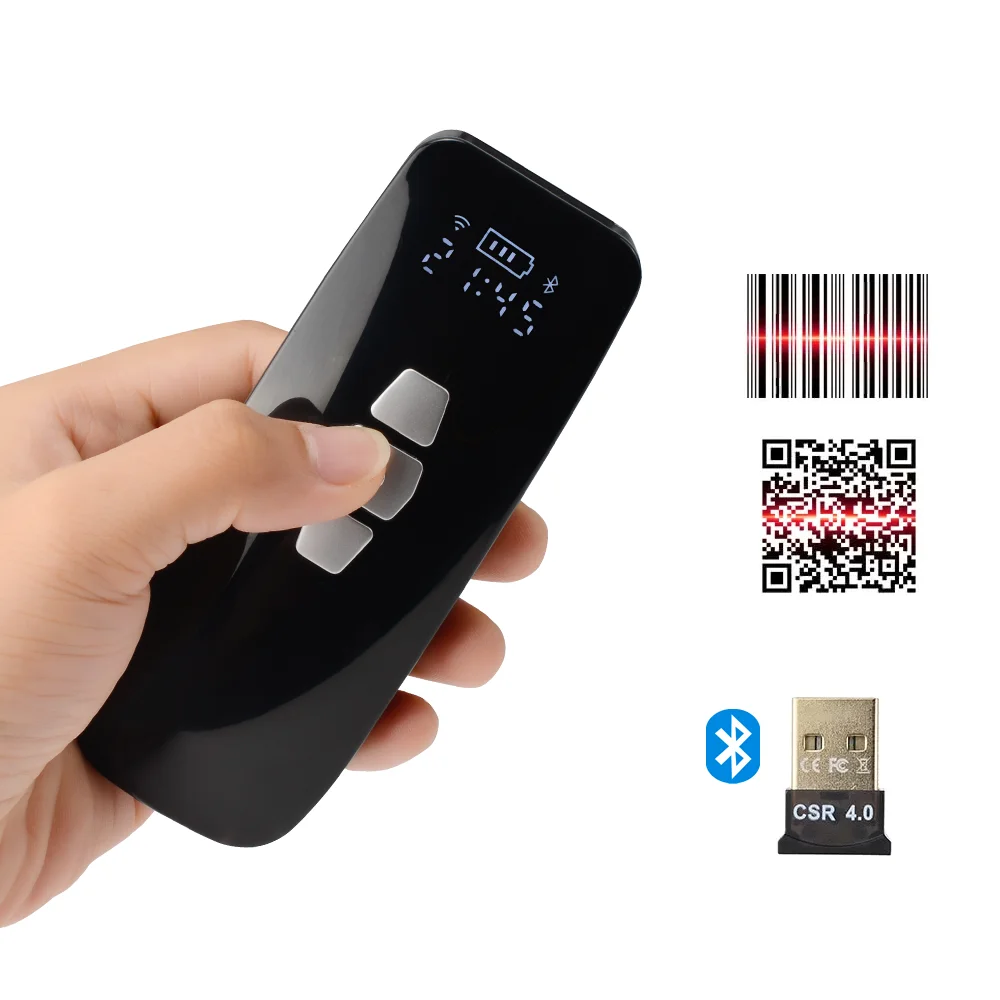 

2D Portable Mini BT Barcode Readers Wireless QR Code Scanner Reader Long Working Time with Battery Memory