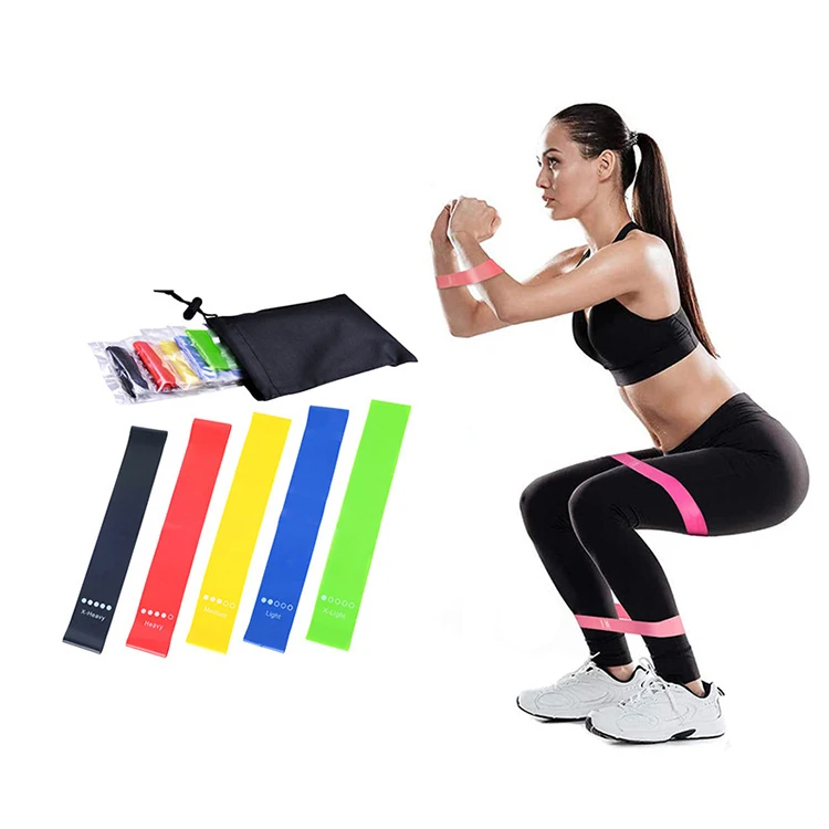 

New Product 2022 Pilates Bar Kit Custom Resistance Band Pattern Five Fingers Sports Resistance Bands Set of 5, Yellow,red,blue, green, black