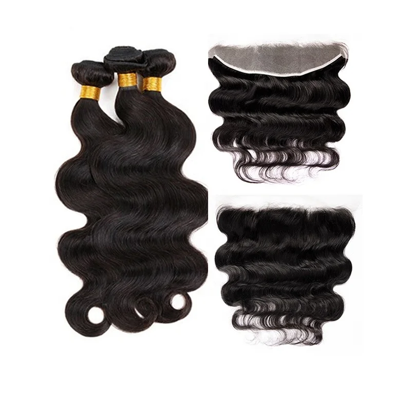 

30 inch Body Wave Human Hair Brazilian Weave Raw Cuticle Aligned Virgin Hair Vendor 13x6 hd Lace Frontal with Bundles