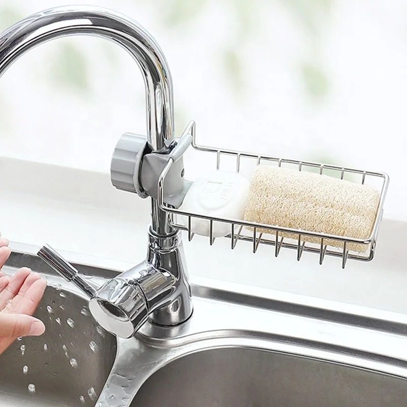 

Joyathome Hanging Kitchen Storage Steel Container Stainless Steel Kitchen Utensil Rack Accessories Over the Sink Drying Rack, White, golden, black