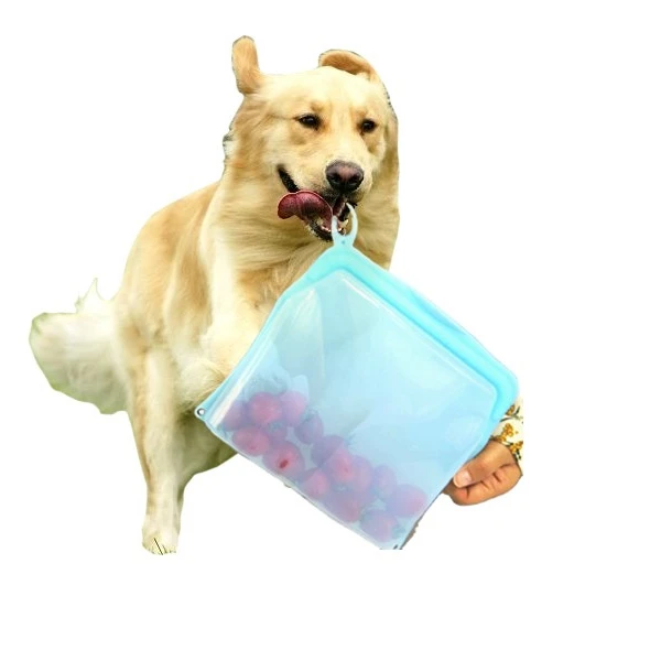 

Storage Bag Eco Friendly Fresh Keeper Longer Pet Food Bag Reusable 100% Food Grade Platinum Silicone Food Bag, Light blue,light green,clear,orange