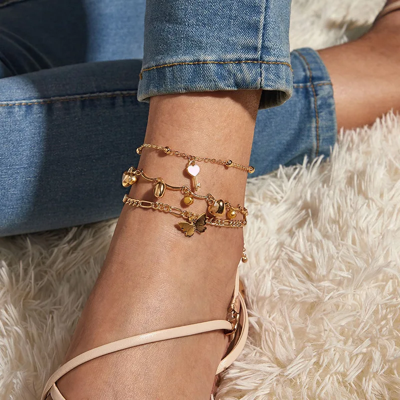 

angel letter personalized Bohemian anklets butterfly charm newest simple chain jewelry gift, Picture shows
