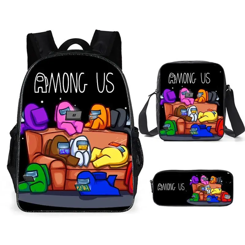 

SB104 Among us cute gaming cartoon bag with Pencil case school bags kids back pack set for boys and girls, Multi color