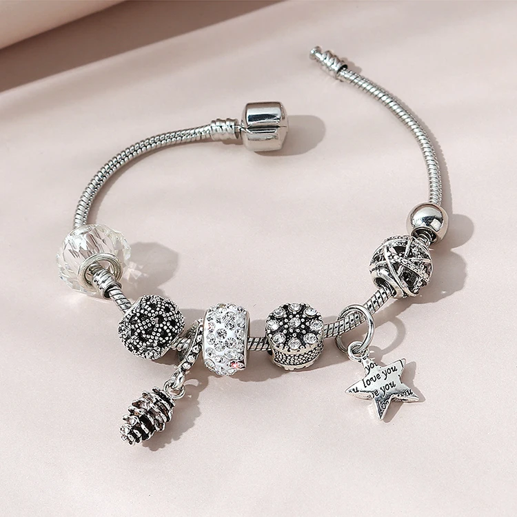 

Best Selling CZ Cubic Zirconia Charms Bracelets Rhinestone Crystal Star Charm Bracelet For Women, Picture color