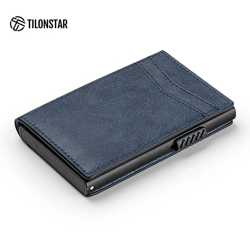 

Wholesale Custom Logo Smart Bifold Rfid Blocking Men'S Wallet ID Card Case Card Holder Wallet Leather Aluminum Wallet