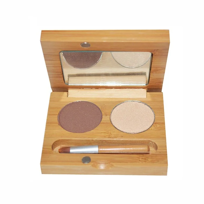 

High quality retail magnetic makeup cosmetics packaging bamboo two grids empty best eyeshadow palette box case container, Natural