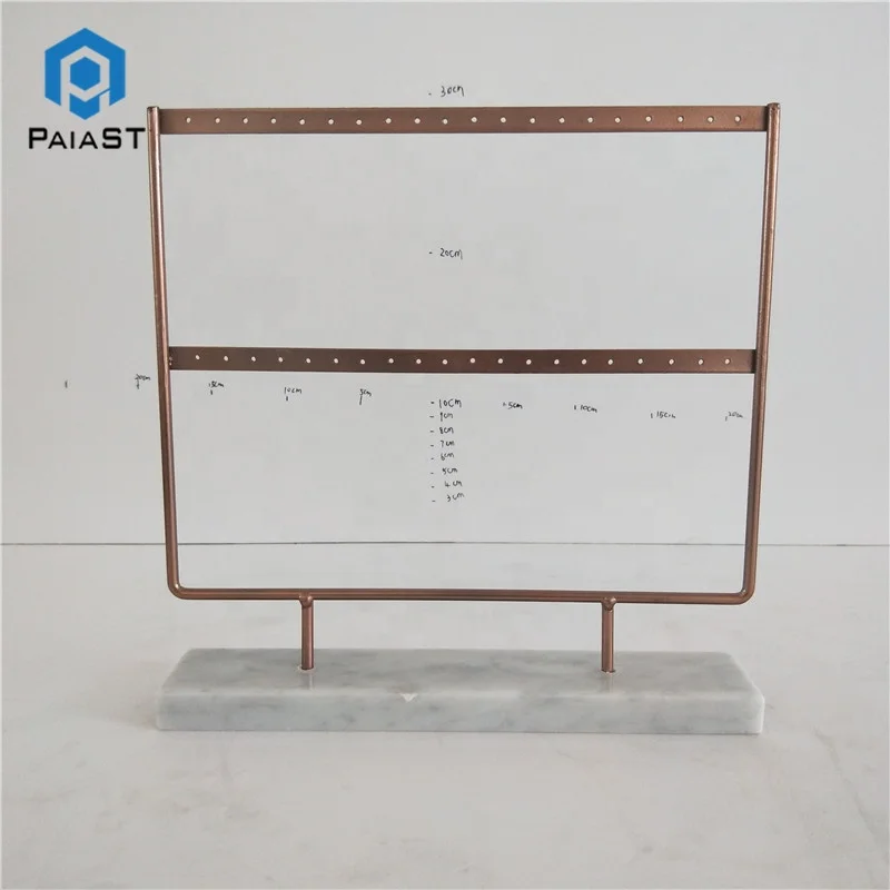 

Storage Necklaces Bracelets Metal White Marble Earring Jewelry Holder
