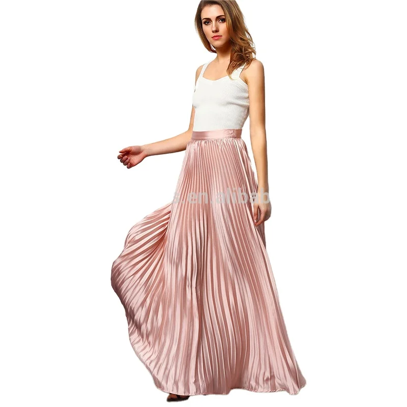 

Spring Womens New Arrival Fashion ladies high waist pleated skirt designs elegant long skirt maxi skirt, Customized