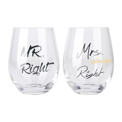 

Mr. & Mrs. Always Right Clear Water Tumblers Couple Tumbler Cup Glasses 535ml