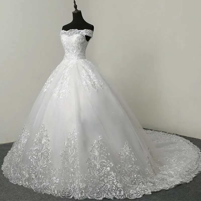 

2022 Luxury Trumpet Elegant Wedding Dresses With Lace Court Lace Spaghetti Strap Bridal Dresses Women Allurebridals Vestidos, White wedding gown